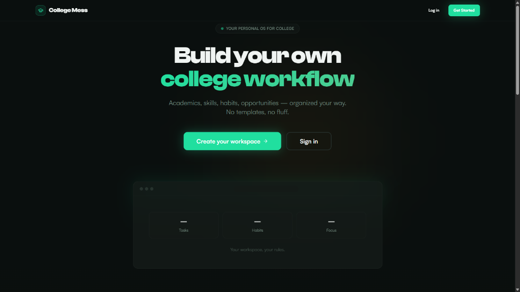 CollegeMess project interface preview